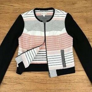 Ella Moss Textured Mixed Print Pattern Zip Up